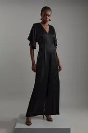 Tall Satin Angel Sleeve Woven Maxi Jumpsuit