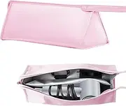 Hair Dryer Storage Bag PU Travel Case Leather Hair Dryer Bag Portable Waterproof Tool Pouch with Compartments and Loops Scratch Resistant Dustproof Shockproof Organizer (Pink)