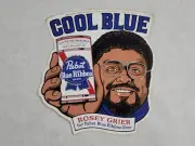 PABST BLUE RIBBON BEER, COOL BLUE, STICKER, Rosey Grier, LARGE, 8" x 7", Nice!