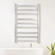 Stainless Steel Electric Heated Towel Rail Warmer Heater Rails Rack Wall Mounted Chrome 9 Bar