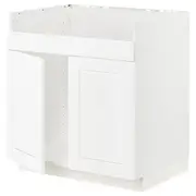 METOD base cab f HAVSEN double bowl sink, white Enköping/white wood effect, 80x60x80 cm