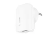 Belkin 2-Port Socket USB USB-C 25W Wall Charger Travel Plug for iPhone iPad WHT