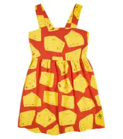 [The Animals Observatory] The Animals Observatory Badger printed cotton dress Y 6 red