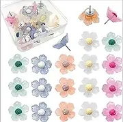 Flower Push Pins, 14 Pcs Multiple Color Thumb Tacks Decorative Push Pin for Bulletin Board, Photo, Maps, DIY Project