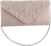 [ANDRESLAD] Apricot Crossbody Bag for Women High End Satin Evening Handbag with Diamond Tiling Stylish Satchel for Dating Work Travel Everyday Use