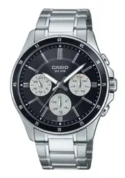 Casio Ion Plated Stainless Steel Black Dial Quartz MTP-1374D-1A3V 50M Mens Watch