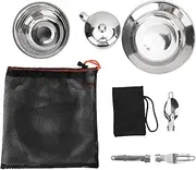 Outdoor Camping Utensils Set,Stainless Steel Tableware Kit Cutlery with Plate Bowl Cup Fork Spoon and Table Blade Single Person Cookware Set for Picnic Hiking