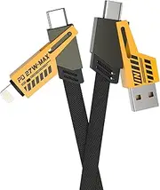 4 in 1 USB C to Lightning Cable, 1M Multiple Charging Cable Fast Nylon Braided with USB A/USB C to Type C Ports 65W/PD 27W Compatible with iPhone Android Samsung Galaxy Huawei MacBook iPad