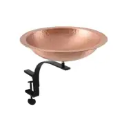 ACHLA Hammered Solid Birdbath, Rail Mount Bracket, Satin Copper - BBHC-02T-RM