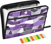 Customizable File Organizer Expanding Folder 13 Pockets A4 Letter Size with Zipper Closure for Document Storage American Flag Lilac and Silver Gray Seamless carpetas de
