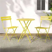 Gardeon Outdoor Setting Bistro Set Table and Chairs Folding Patio Furniture Yellow