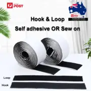 Hook and Loop Self Adhesive or Sew On Fastener Tape Sticky Back Black Fastening