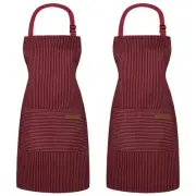 2 Pack Apron - Unisex, Adjustable Bib Kitchen Apron, Cooking Apron, 2 Red B