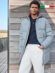 Grey Signature Wool Blend Shower Resistant Nova Fides Puffer Coat (B50012) | $135