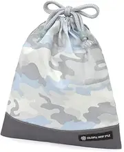 [COLORFUL CANDY STYLE] N7019300 Drawstring Bag, Medium, Gussetless Lunch Bag (with Name Tag), Drawstring Bag, Elementary School Students, Stylish, Kids, Cool, Camouflage, Ice Gray