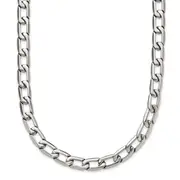 Stainless Steel Chisel Polished 24 Inch Open Link Necklace