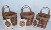 Boyds Bear set of 3 Mini Woven Basket Patriotic American Flag NWT #108