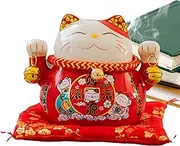 Humdcdy Lucky Cat Figure - Maneki Neko Feng Shui Fortune Lucky Cat - 4.5in Ceramic Animal Cat Characters, Feng Shui Fortune Lucky Cat, Collectible Figurine, Cute Figures for Living Room Desk Cabinet