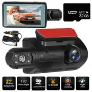 Dual Lens Car DVR Dash Video Recorder Front & Inside & Rear Camera W/Card