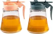WUWFKUI 2PCS Syrup Dispenser Honey Pot, 300ML Dispenser Honey Jar, With Handle Honey Dispenser Jar