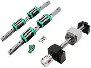 BLBMTCBCAG CNC Linear Guide Rail Set, 2-Piece HGR15, HGR20, 4-Piece Blocks, Carriages and SFU1605 Ball Screw with BK/BF12 End Machined + 8mm Coupler Linear Guide Rail(Verde,300mm)