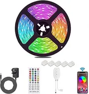 Bluetooth Led Strip 5M Waterproof Led Strips Lights ALED LIGHT RGB 12V 5050 SMD 90 LEDs Cuttable Led Lights with Remote&App Control Lights for Bedroom Indoor Outdoor Party DIY Decor