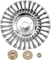 [FUMHEUF] 8 inch Wire Brush Steel Weeding Tray Trimmer Head with Weeder Blade Adapter kit for Lawnmower Brush Cutter Used for fine Wire Trimmer Weeder Head Rust Removal