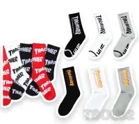 在飛比找Yahoo!奇摩拍賣優惠-三雙優惠價 韓國街頭THRASHER長襪系列 字母 火焰 滿