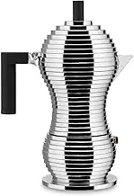 Alessi Pulcina MDL02/6BFM Designer Espresso Coffee Maker, PA Handle and Knob, Cast Aluminium for Induction Hobs, 6 Cups, Black
