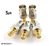 5-PACK BNC Female to Gold-Plated SMA Female Coaxial RF Adapter, RF-M121G-5