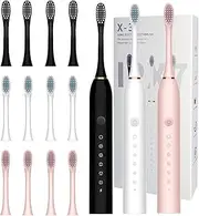 MSETGRD 3 Pack Electric Toothbrush with 6 Modes, Rechargeable Toothbrush with 12 Brush Head, Fast Charge 2 Min and 30s Timer Toothbrushes