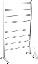Decaura 8-Bar Freestanding Heated Towel Rail, Electric Towel Warmer for Bathrooms, IP55 Waterproof, Stainless Steel, 600Wx1080Hx300D mm