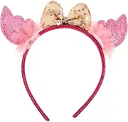 [NULYLU] Sparkle Glitter Sequin Bow Headband For Children Girls Birthday Party Cosplay Festival Hair Band Accessory With Bow Ribbon