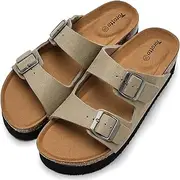 [Torotto] Women's Mules Sandals Leather Adult Clogs Slippers Work Shoes Comfortable Classic, Thick Dark Apricot, 7 AU