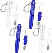 4 Pieces Travel Dental Tooth Picks Tool Set Metal Tooth Scraper Portable Toothpick Dental Tools to Remove Plaque Toothpicks for Teeth Cleaning with Keychain