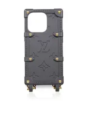 Black Monogram Trunk Gold Chain iPhone 14 Pro Case