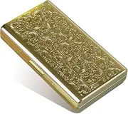 [agnirame] Retro Metal Cigarette Case Box -Double Sided Spring Clip Open Pocket Holder for 14 100s Cigarettes, Credit Card Holder Protective Security Wallet for Men and Women (Golden)