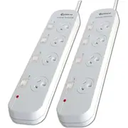 2PK Sansai 4 Individual Switch Socket/Outlet Powerboard w/ Overload Protection