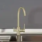 3 Way Kitchen Brushed Gold Mixer Tap Hot Cold & Filtered Water