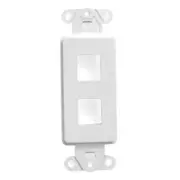 White 2-Port Keystone Jack Wall Plate Insert HDMI RJ45 Cat 6, Ethernet, RG6 Coax