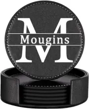 Custom Monogrammed Coasters with Holder - Custom Name/Photo/Logo Coasters 6 Set