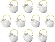 Set of 10, 3 Color Line No. 8 Earthenware Pot, 8.5 x 6.3 x 5.1 inches (21.5 x 16 x 13 cm), 1500cc | Setomonohonpo, Made in China