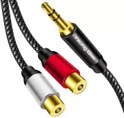 3.5mm to 2RCA Female Cable 12 ft,3.5mm Male to 2 RCA Female Jack Stereo Audio...