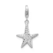 Sterling Silver Amore La Vita Rhodium-Plated Polished Starfish Charm With Fancy Lobster Clasp