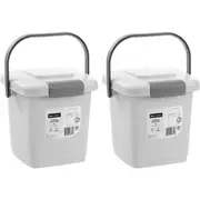 2x Boxsweden 8L/26cm Kitchen Waste Bin Trash/Garbage Storage Can w/ Handle White