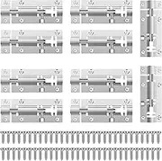 Barrel Bolt Latch, Stainless Steel Door Bolt Lock, Firm Installation Door Fastening Lock, Thickened Gate Latch for Windows (10)