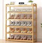 Uandhome Bamboo Shoe Rack, 5 Tier Shoe Storage Stand Shelf Organizer, Wooden Plant Rack for Entryway, Hallway, Bedroom, Living Room, Bathroom, Corridor