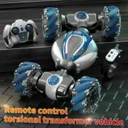 2022 Newest 2.4G Remote Control Car Tansforming Children Drift Stunt Off-Road Vehicle Col Blue