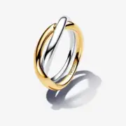 New Authentic Pandora Shine Gold Two-tone Entwined Bands Ring 163262C00-54 UK O