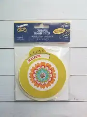 Little Yellow Bicycle Chipboard Spinner Circle Sticker- Scrapbooking